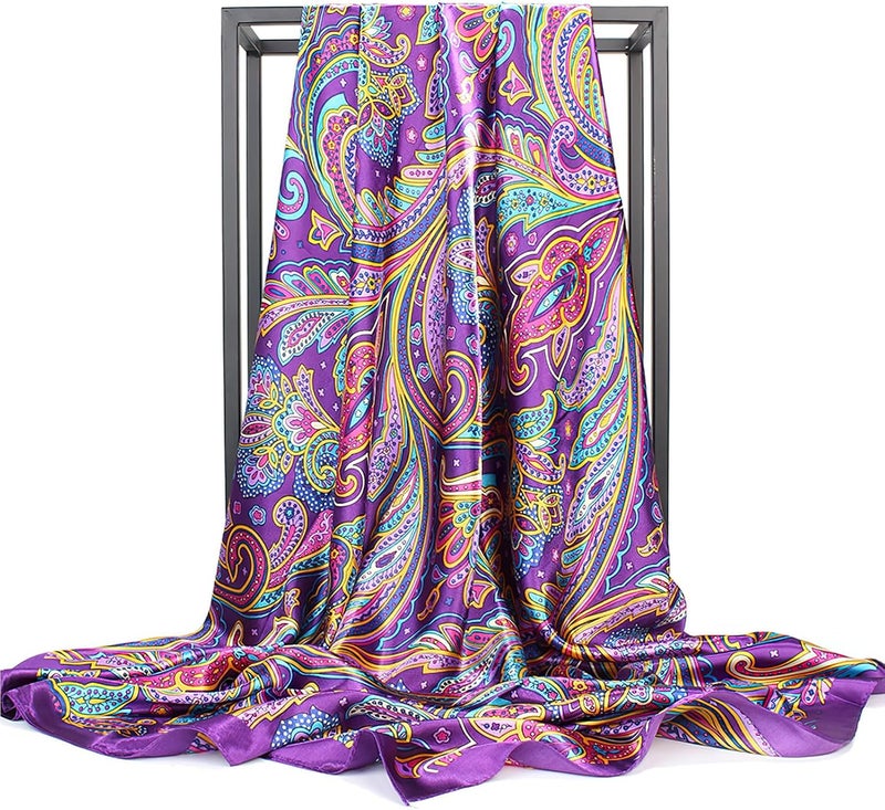 vimate 35" Square Silk Like Head Scarf - Women's Fashion Silk Feeling Scarf for Hair Wrapping and Sleeping at Night. - Image 4